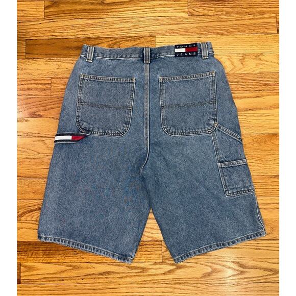 Vtg Tommy Hilfiger Jeans Men's size 20 Shorts 90s Baggy long Big Flag patch EUC - Picture 2 of 7
